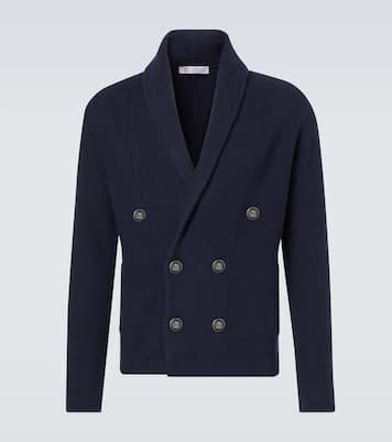 Double-breasted cotton cardigan | Brunello Cucinelli