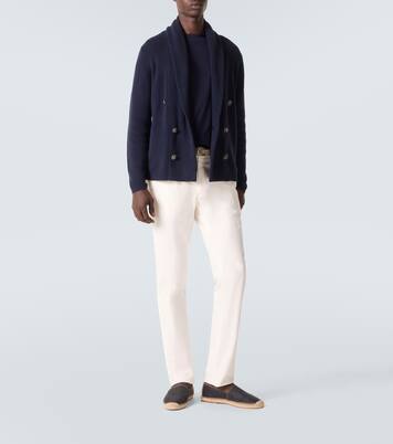 Double-breasted cotton cardigan | Brunello Cucinelli