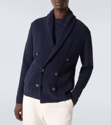 Double-breasted cotton cardigan | Brunello Cucinelli