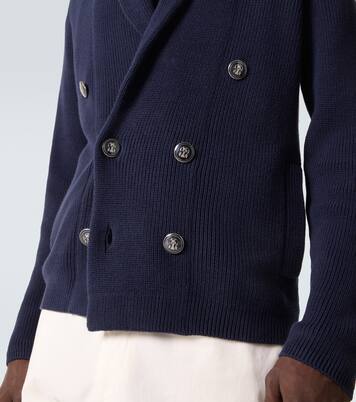 Double-breasted cotton cardigan | Brunello Cucinelli