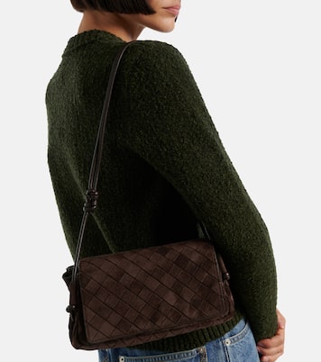 Notturno Intrecciato suede crossbody bag | Bottega Veneta