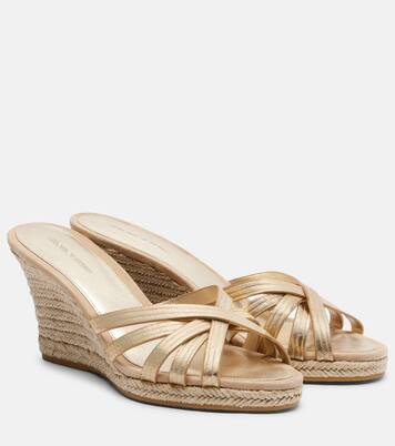 Metallic leather espadrille wedges | Veronica Beard