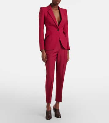 Cropped wool and mohair slim pants | McQueen