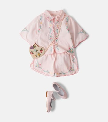 Orchid floral embroidered cotton blouse | The New Society