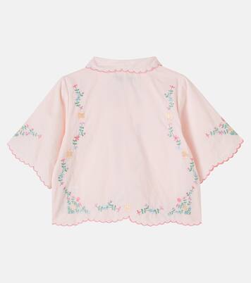 Orchid floral embroidered cotton blouse | The New Society