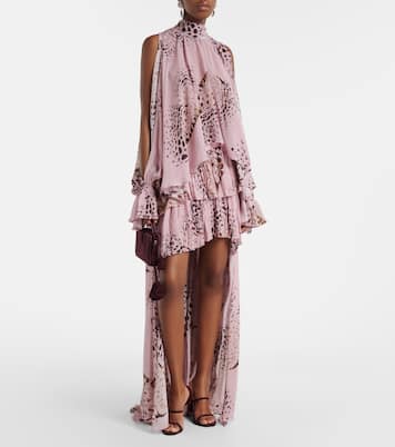 Printed asymmetric georgette maxi skirt | Blumarine