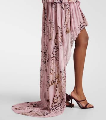 Printed asymmetric georgette maxi skirt | Blumarine