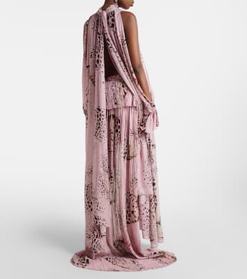 Printed asymmetric georgette maxi skirt | Blumarine