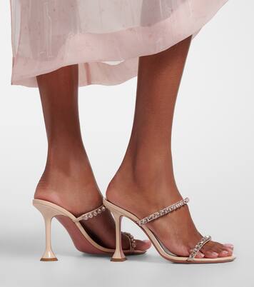 Gigi crystal-embellished leather sandals | Amina Muaddi