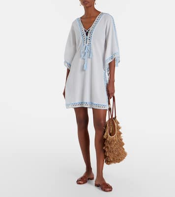 Kaftan aus Baumwolle mit Häkelstrick | Anna Kosturova