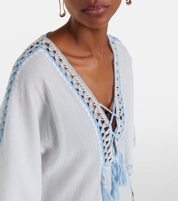 Kaftan aus Baumwolle mit Häkelstrick | Anna Kosturova