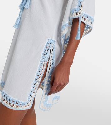 Kaftan aus Baumwolle mit Häkelstrick | Anna Kosturova