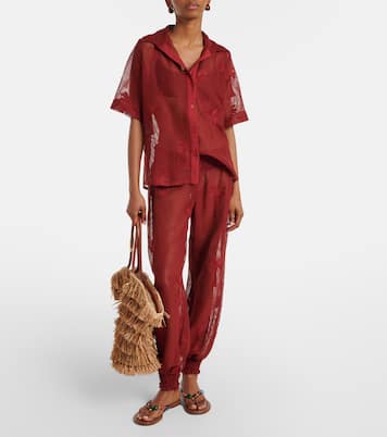 Embroidered cotton-blend mesh balloon pants | Johanna Ortiz