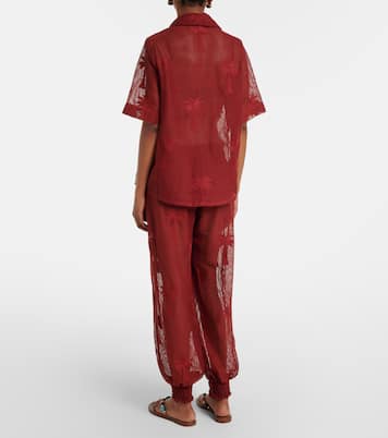 Embroidered cotton-blend mesh balloon pants | Johanna Ortiz