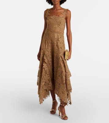 Floral guipure lace midi dress | Oscar de la Renta