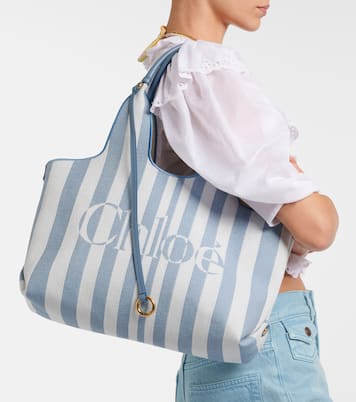 Chloé Stripy logo canvas tote bag | Chloé