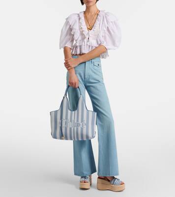 Chloé Stripy logo canvas tote bag | Chloé