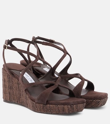 Wedge-Sandalen Ayla aus Veloursleder | Jimmy Choo