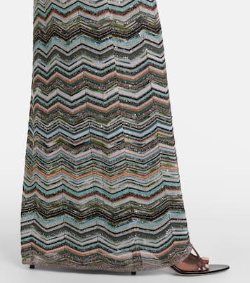 Zigzag one-shoulder lamé maxi dress | Missoni