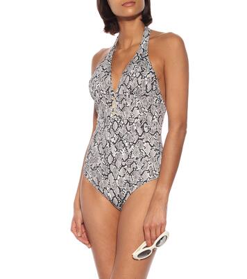 Mombasa snake-effect halter swimsuit | Heidi Klein