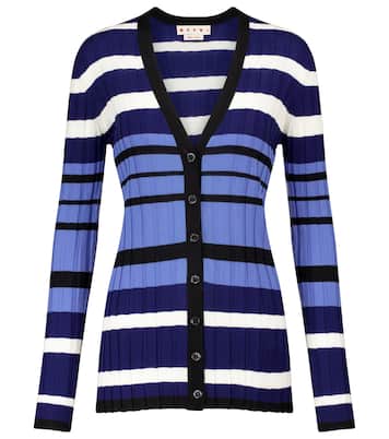 Striped ribbed-knit wool cardigan | Marni