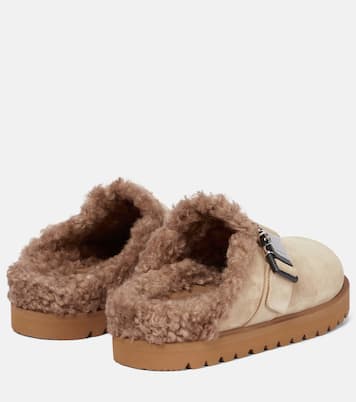 Slippers Mon aus Veloursleder mit Teddyfleece | Moncler