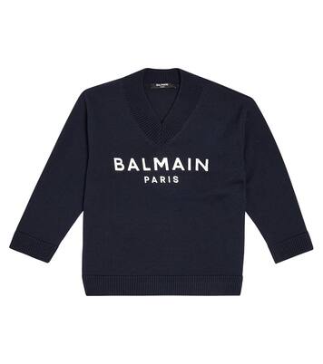 Logo cotton and wool sweater | Balmain Kids