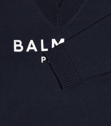 Logo cotton and wool sweater | Balmain Kids