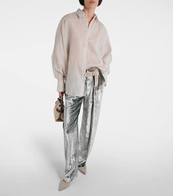 Cotton-blend lamé shirt | Brunello Cucinelli