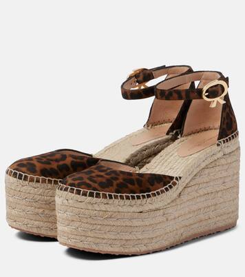 Espadrille-Wedges aus Veloursleder | Gianvito Rossi