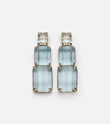 Arithmetic Composition 14kt gold drop earrings with topaz | Mateo
