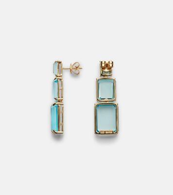 Arithmetic Composition 14kt gold drop earrings with topaz | Mateo