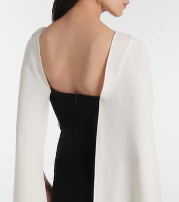 Caped floral-appliqué cady gown | Roland Mouret