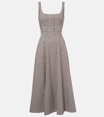 Robe midi Wells à carreaux | Staud