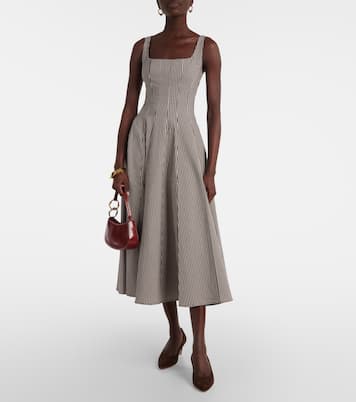 Robe midi Wells à carreaux | Staud