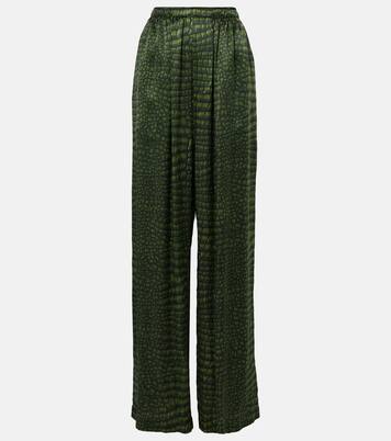 Printed silk satin wide-leg pants  | Balenciaga