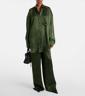 Printed silk satin wide-leg pants  | Balenciaga