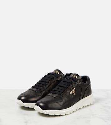 Logo leather sneakers | Prada