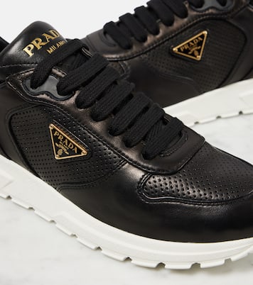 Logo leather sneakers | Prada