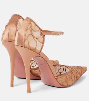 Barbara 105 satin-trimmed lace pumps | Amina Muaddi