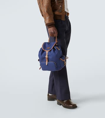 Leather-trimmed canvas backpack | Miu Miu