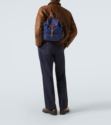 Leather-trimmed canvas backpack | Miu Miu