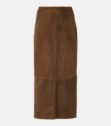 Bleistiftrock aus Veloursleder | Vince