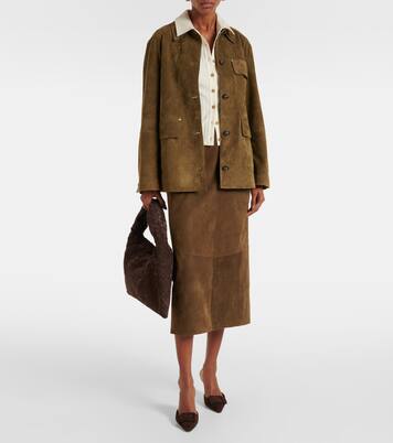 Bleistiftrock aus Veloursleder | Vince