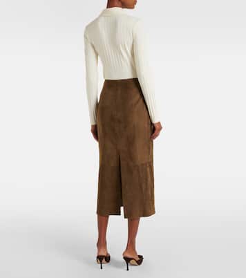 Bleistiftrock aus Veloursleder | Vince