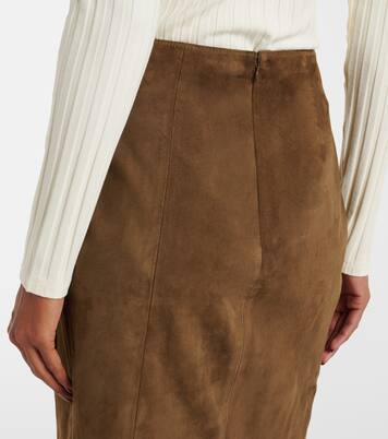 Bleistiftrock aus Veloursleder | Vince