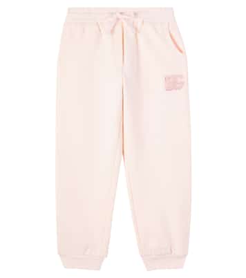 Pantaloni sportivi DG in cotone con paillettes | Dolce&Gabbana Kids