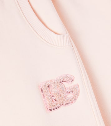 Pantaloni sportivi DG in cotone con paillettes | Dolce&Gabbana Kids