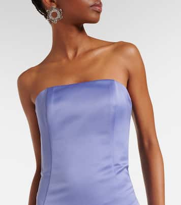 Robe longue Rayna en satin à fleurs | Leo Lin