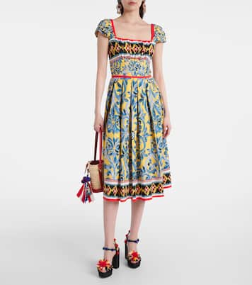 Pleated printed midi dress | Dolce&Gabbana
